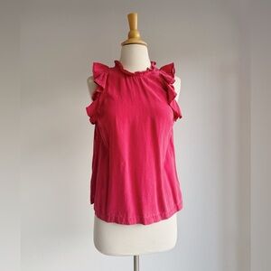 CLOTH & STONE Red Ruffled Tank XS